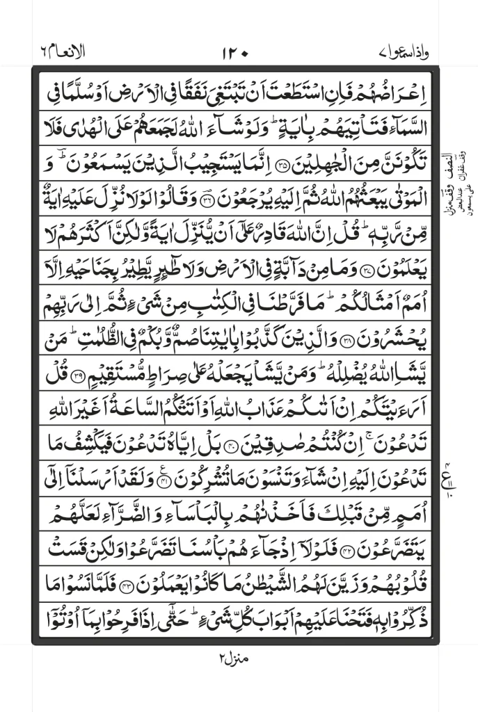 Surah Al Anam text image PDF in Arabic