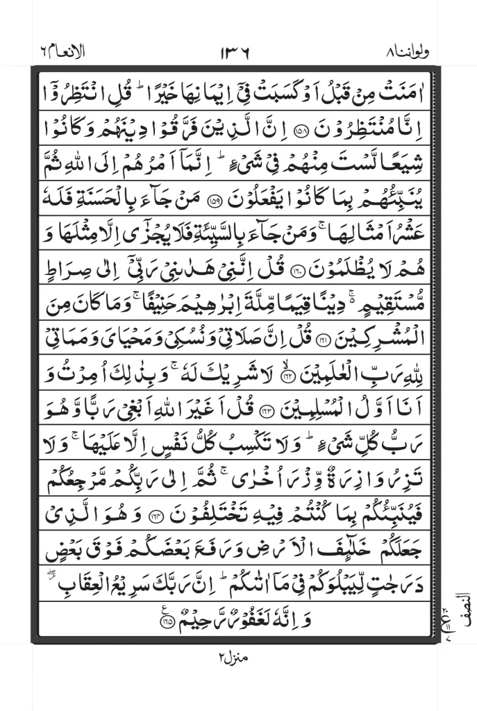 Surah Al Anam text image PDF in Arabic