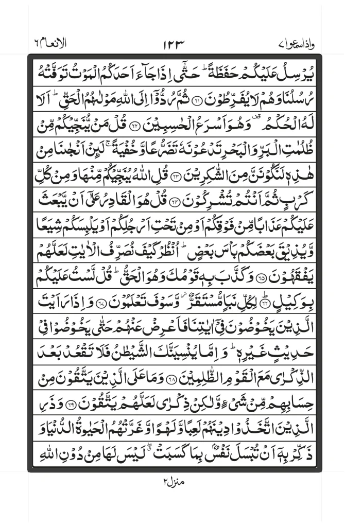 Surah Al Anam text image PDF in Arabic