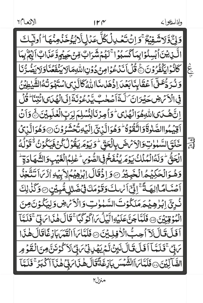 Surah Al Anam text image PDF in Arabic
