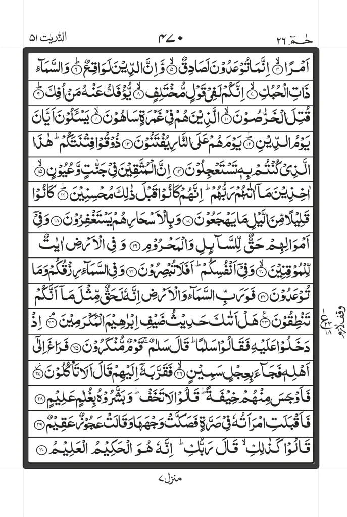 Surah Adh Dhariyat image text PDF In Arabic