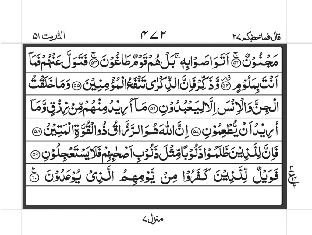 Surah Adh Dhariyat image text PDF In Arabic