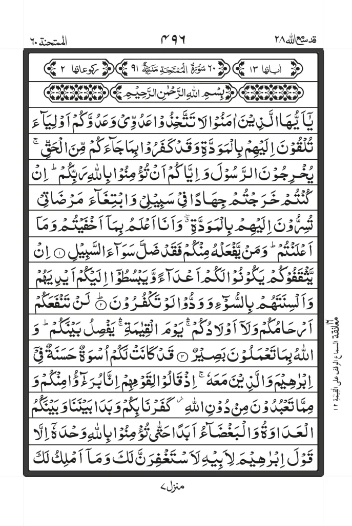 Surah Al Mamtahanah PDF In Arabic
