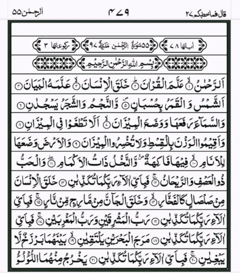Surah Rahman in Arabic